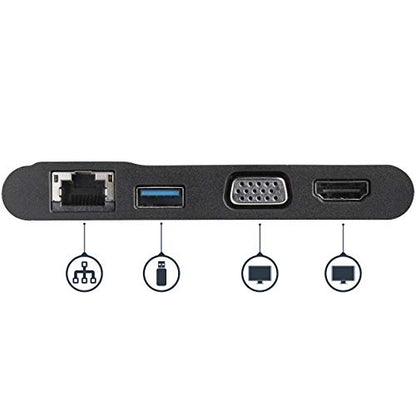 StarTech.com USB-C Multiport Adapter - USB-C Travel Dock with 4K HDMI or 1080p VGA, Gigabit Ethernet, 5Gbps USB-A 3.0 - Discontinued, Limited Stock, & Replaced by DKT31CHVL (DKT30CHV) - style: 1x USB-A 3.0 | HDMI, VGA