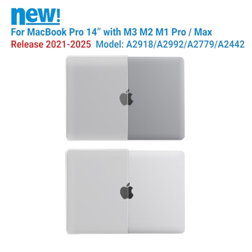 IBENZER Compatible with MacBook Pro 14 Inch Case 2026 2025 2024 2023 2022 M5 M4 M3 M2 M1 A3434 A3112 A3185 A3401 A2918 A2992 A2779 A2442 Mac Pro/Max,HardShellCase&KeyboardCover,Clear,T14CL+1 - color: Frost Clear, size: For Macbook Pro 14" with Touch ID