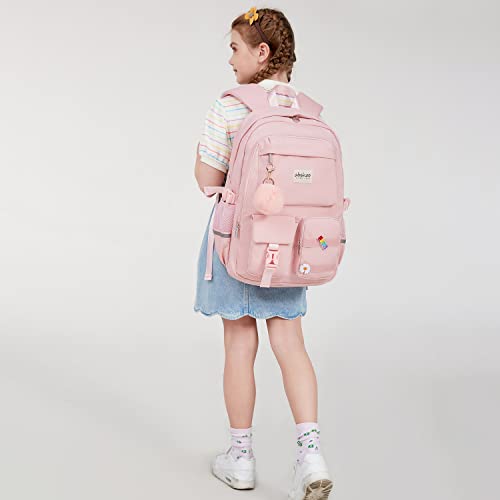 abshoo School Backpack for Girls Bookbag with Lunch Bag Teen Girls School Bag Travel Daypack (Pink) - color: Pink