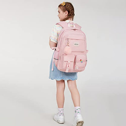 abshoo School Backpack for Girls Bookbag with Lunch Bag Teen Girls School Bag Travel Daypack (Pink) - color: Pink