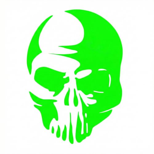 2 Pieces Fluorescent Neon Green Cross & Buddha, Skull Car Decal, Safety Religious Spiritual Stickers for SUV, Windows, Motorcycles, Skateboard Christian Night Visibility Hide Scratches (Skull A) - color: Skull a