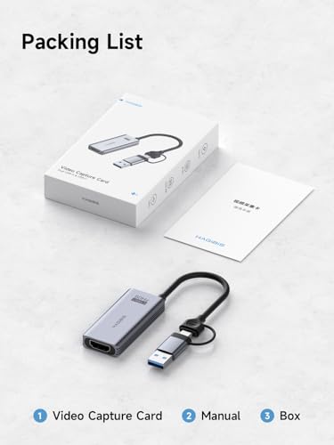 Hagibis USB3.0 Video Capture Card with 100W PD HDMI to USB/USB C 1080P HD 60fps Live and Record Video Audio Game MS2130 for Quest 3 2 Pro VR Switch2 PS4/5 Live Broadcast, Gaming, Streaming (UHC07P)