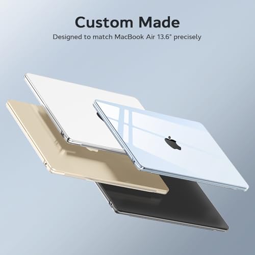 B BELK Compatible with MacBook Air 13 inch Case 2026 2025-2022 M5 M4 M3 M2 | A3449 A3240 A3113 A2681, Plastic Hard Shell for MacBook Air 13.6 inch Case&Keyboard Cover&Screen Protector, Crystal Sky Blue - color: Crystal Sky Blue