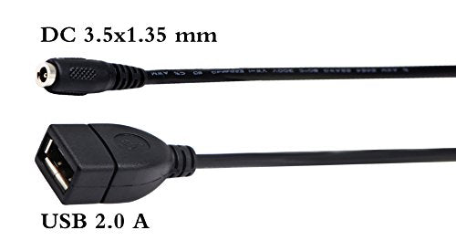 USB 2.0 AFemale to DC 3.5x1.35mm Female Adapter Cable 5 Volt DC Barrel Power Jack Charging Cable for Tablet, Electronic Dog, Access Control Attendance (28CM/11inch F/F, DC 3.5x1.35mm-2packs) - color: 28CM F/F, DC 3.5x1.35mm-