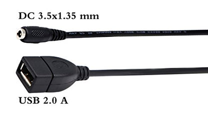 USB 2.0 AFemale to DC 3.5x1.35mm Female Adapter Cable 5 Volt DC Barrel Power Jack Charging Cable for Tablet, Electronic Dog, Access Control Attendance (28CM/11inch F/F, DC 3.5x1.35mm-2packs) - color: 28CM F/F, DC 3.5x1.35mm-