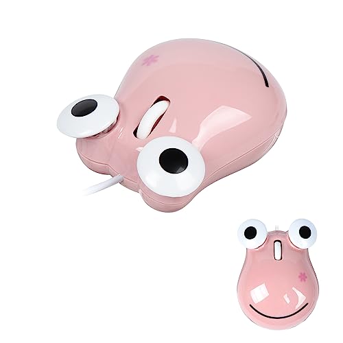 Wired Mouse, Cute Frog Shaped USB Small Optical Corded Mice Adorable 1600 DPI Portable Computer Mouse for Travel, Office, Home, Laptop, Computer (Pink) - color: Pink