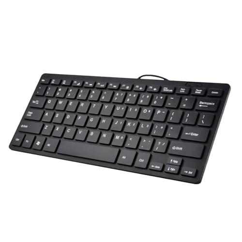 Slim Portable Laptop Keyboard - Low Noise Wired Keyboards, Compact USB Keyboard, Portable Wired Keypad | Ultra-Slim Lightweight Typing Device USB Plug Computer Laptop Tablet Keyboards for Home Travel - color: Black