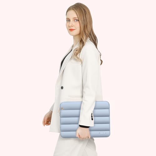 MOSISO Laptop Case 14 inch, 14 inch Puffy Laptop Sleeve Compatible with HP Lenovo Dell ASUS Acer, HP Stream, Dell Latitude, Lenovo IdeaPad, Polyester Horizontal Bag with Small Case, Baby Blue - color: Baby Blue, size: 14 inch