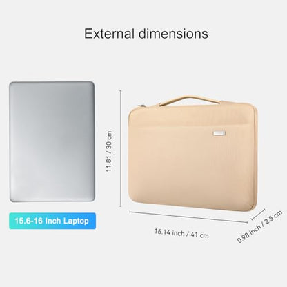 LANDICI 360°Laptop Sleeve Case 15.6 16 Inch Compatible with MacBook Pro 16 M1/M2/M3/M4 2019-2025, 15.6-16” Hp Dell Lenovo Acer Asus, Waterproof Computer Bag Cover with Handle, Apricot - color: Apricot, size: 15.6-16 inch