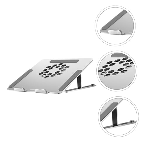 TEHAUX Aluminum Alloy Laptop Cooling Pad Adjustable Height Ventilated Support Stand with Quiet Fan for Notebooks to 17.3 Inch Silver for Gaming and Office Use