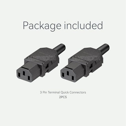 2Pack 3 Pin Terminal Quick Connectors, 10A 250V IEC320 C13 Female Inline Power Plug Adapter Socket Connector - style: C13 Female