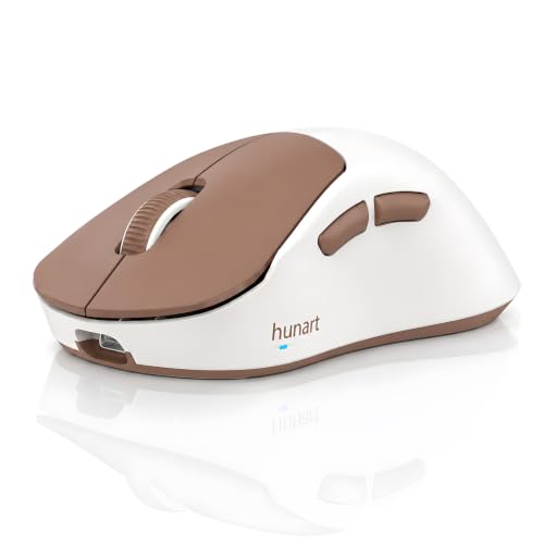 hunart H6 49g Wireless Mouse, Bluetooth & 2.4GHz, Rechargeable,Mocha Brown | Silent Clicks, Two Ways to Connect, USB-C Charging, Lightweight Right-Hand Ergonomic Comfort, for Laptop, MacBook, Computer - color: Mocha Brown