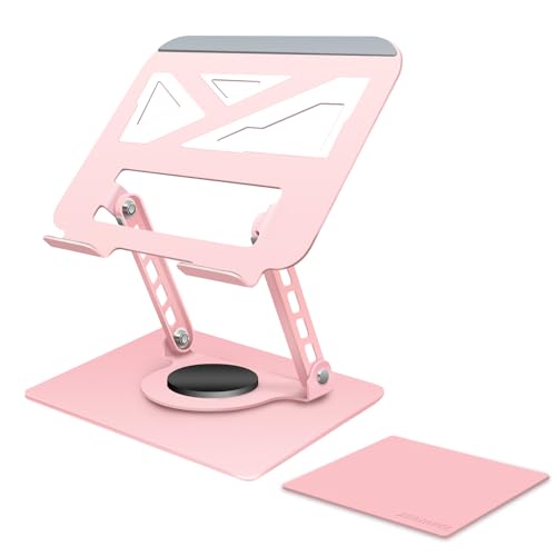 3-Year Swivel Laptop Stand -360°Rotating,Ergonomic Adjustable Metal Design,Fits10-16 Laptops,Ideal for Office&Travel,Foldable&Portable,Mechanical Style,Perfect for Women (Pink) - color: Pink