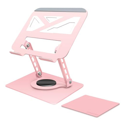 3-Year Swivel Laptop Stand -360°Rotating,Ergonomic Adjustable Metal Design,Fits10-16 Laptops,Ideal for Office&Travel,Foldable&Portable,Mechanical Style,Perfect for Women (Pink) - color: Pink