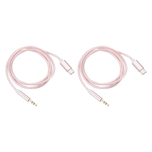 DMiotech 2Pcs USB C to Aux Type C Male to 3.5mm Male Jack Adapter Audio Cable Aluminum Alloy Housing Nylon Braided Audio Aux for Phone Car Speaker 1M/3.3Ft Pink - color: Pink, size: 1M/3.3Ft