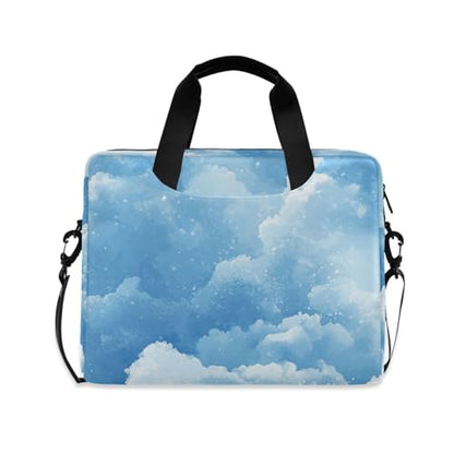Laptop Zipper Case Portable Crossbody Messenger with Handle and Shoulder Strap 15.6 inch Computer Case Cloud Blue Sky