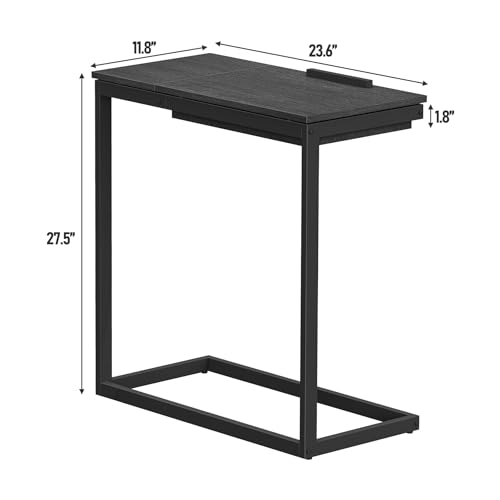 TUTOTAK Large C Shaped End Table, Side Table, Couch Computer Table C Table | Tilting Laptop Stand with Storage, Computer Couch table for Living Room, Bedroom, Black TB01BK089 - color: Black, style: Modern