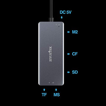 CF Card Reader,USB 3.0 to Compact Flash Memory Card Reader Adapter 5Gbps Read 5 Cards Simultaneously for SDXC, SDHC, SD, Micro SDXC, Micro SD, Micro SDHC, M2, MS, CF and UHS-I Card (Grey) - size: USB-3.0