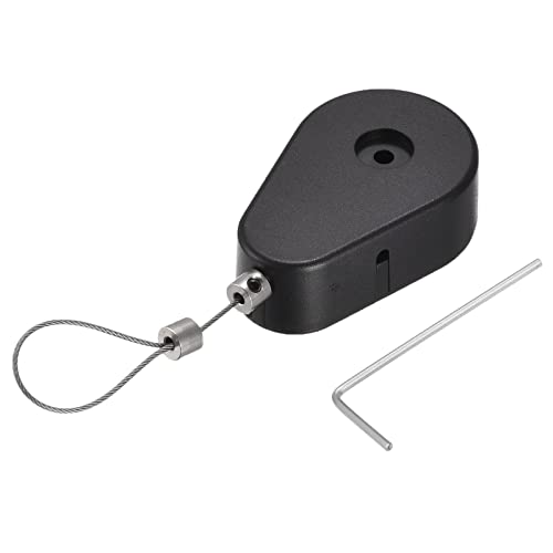 MECCANIXITY Retractable Cable Lock with Self-Adhesive, Remote Control Security Lock Anti-Lost Rope Hardware Cable Lock 600g Tensile Force Black Pack of 2 - color: Black