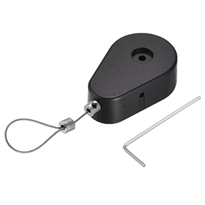 MECCANIXITY Retractable Cable Lock with Self-Adhesive, Remote Control Security Lock Anti-Lost Rope Hardware Cable Lock 600g Tensile Force Black Pack of 2 - color: Black