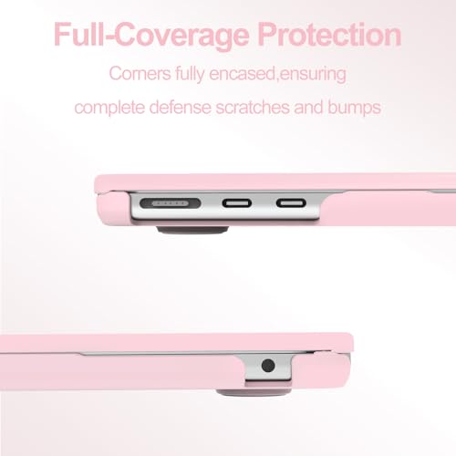 G JGOO Compatible with MacBook Air 15 inch Case 2026 2025 2024 2023 M5 A3448 M4 A3241 M3 A3114 M2 A2941, Plastic Hard Shell for 15 inch MacBook Air Case+Keyboard Cover+Screen Protector, Baby Pink - color: Baby Pink
