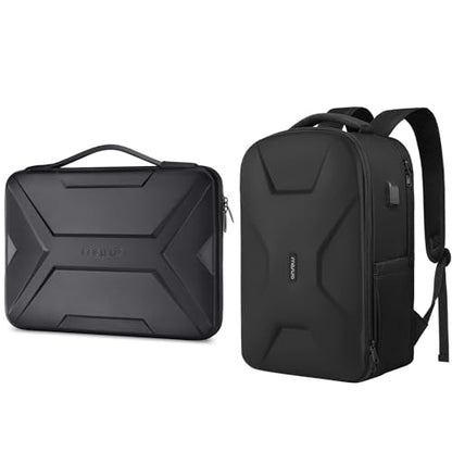 MOSISO Laptop Sleeve 15.6 inch, Geometric EVA Computer Bag Carrying Case | Handle Compatible with MacBook Pro 16, HP, Dell, Lenovo, Asus Notebook&35L Laptop Backpack with USB Charging Port, Black