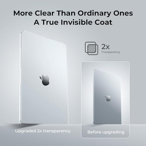 EooCoo Compatible with MacBook Air 13 inch Case M5 2026-2022 M4 M3 M2 A3449 A3240 A3113 A2681, Fit Like a Glove, Scratch Resistant Protective Hard Shell Cover for Mac Air 13.6", Crystal Clear - color: Crystal Clear, size: MacBook Air 13.6 inch