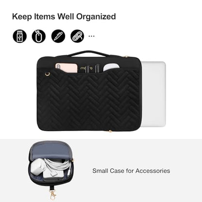 MOSISO 360 Protective Laptop Case, 13-13.3 inch Laptop Sleeve, Black | Compatible with MacBook Neo/Air 13.6/Pro 13/Pro 14, HP Dell ASUS, Rectangle Quilted Bag with Handle&Pocket&Small Case - color: Black, size: 13.3 inch