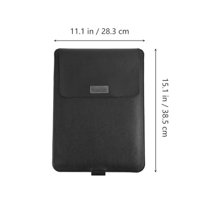 Alipis Laptop Sleeve with Stand and Cable Strap 15-inch Portable Laptop Case Bag Set, Protective Storage Pouch with Mouse and Data Line Compartments, Black, Travel Carrying Organizer