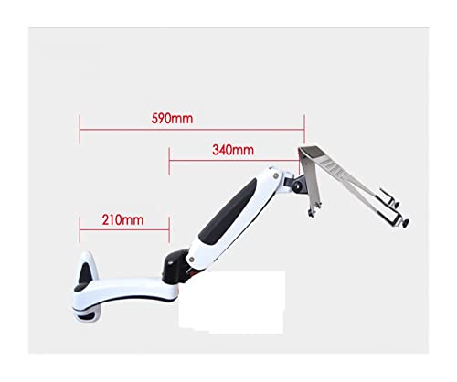 8KG GM112W-LP1 Full Motion Aluminum Gas Spring Dual Arm Laptop Wall Mounted Bracket Stand Grommet Hole Clamp Notebook Tray(DL-GM112W-LP20) - color: Dl-gm112w-lp20