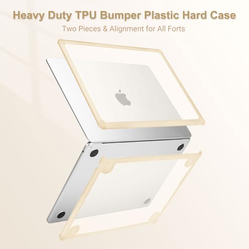 MOSISO Compatible with MacBook Air 13 inch Case M5 2026 M4 M3 M2 2025-2022 | A3449 A3240 A3113 A2681, 3 in 1 Kit Crack-Resistant Heavy Duty Protective Hard Shell Case Cover with TPU Bumper, Apricot - color: Apricot