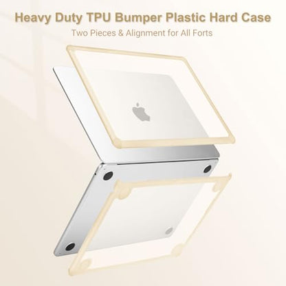 MOSISO Compatible with MacBook Air 13 inch Case M5 2026 M4 M3 M2 2025-2022 | A3449 A3240 A3113 A2681, 3 in 1 Kit Crack-Resistant Heavy Duty Protective Hard Shell Case Cover with TPU Bumper, Apricot - color: Apricot