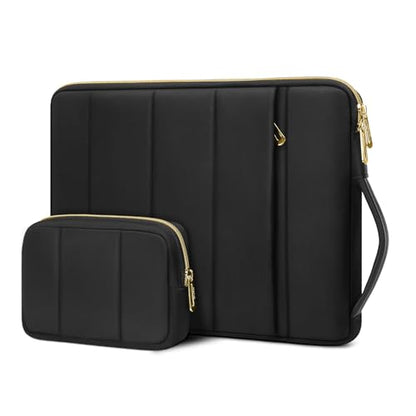 MOSISO 13-14 inch Laptop Case, 13.3 inch Puffy Laptop Sleeve Compatible with MacBook Air 13.6 M5 M4 M3 M2 M1/Neo/Pro 13/14,HP Dell ASUS Lenovo, Rectangle Vertical Bag with Small Case&Side Handle,Black - color: Black