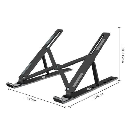 1Pc Portable Black Electronic Device Stand – Foldable Notebook Computer Laptop Stand with ABS Material for Enhanced Comfort Efficiency - color: Black-1
