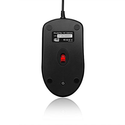 Adesso 3-Button Desktop Optical Scroll USB Mouse with 1000 DPI Resolution (HC-3003US), Black | 1000 DPI Resolution - style: USB