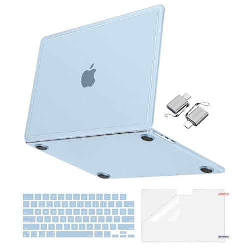 MOSISO Compatible with MacBook Air 15 inch Case M5 2026 M4 M3 M2 2025-2023 A3448 A3241 A3114 A2941, Matte Reinforced Corners Protective Hard Shell &Keyboard Cover&Screen Film&Type C, Sky Blue - color: Sky Blue