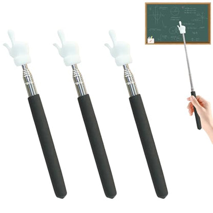 3Pcs Telescopic Teachers Pointer, Extendable Hand Pointer Finger Pointer Stick, Mini Retractable Classroom Pointer for Elementary School Kindergarten Teacher,Classroom Supplies (Black) - size: 3 PCS