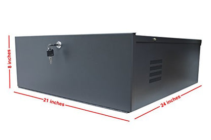 Heavy Duty 16 Gauge DVR Security Lockbox with Fan (Black 24'' x 21'' x 7'')