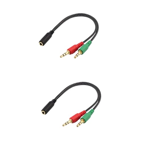 DOITOOL 2pcs Female to Dual Male Headset Splitter Cable Adapter for Laptop and Mobile Stereo Audio Microphone Ports Design for Gaming and Communication - color: As Shownx2pcs, size: mediumx2pcs