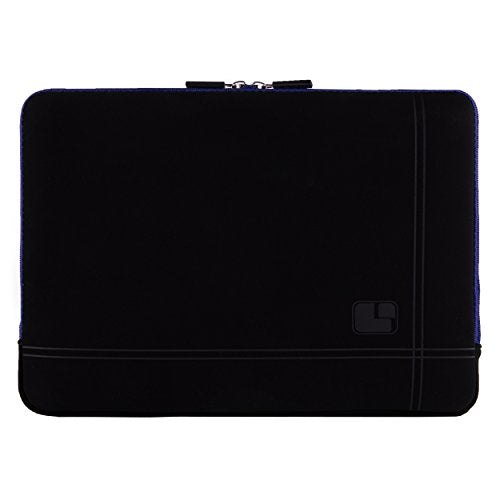 SumacLife Micro Suede Carrying Sleeve with Rear Pocket for 13-13.3 Inches Laptops (SLMSuede13BBLU) - color: Black/blue