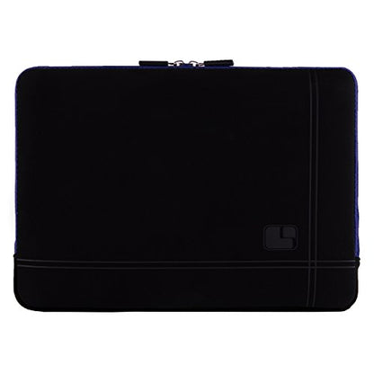 SumacLife Micro Suede Carrying Sleeve with Rear Pocket for 13-13.3 Inches Laptops (SLMSuede13BBLU) - color: Black/blue