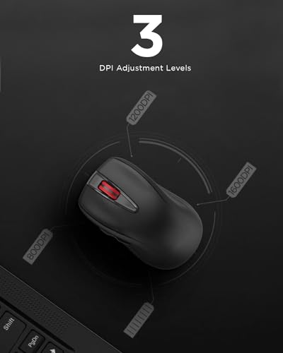 Lenovo USB-C Silent Mouse (WL500) - Silent Buttons, Ambidextrous Grip, Adjustable DPI, Plug-and-Play 2.4G Receiver Computer Mouse, Black - color: Black