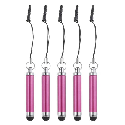 MECCANIXITY 5pcs Metallic Stylus Pen Retractable Aluminum Alloy Mini Capacitive Pens for Universal All Touch Screen Devices, Rose Red - color: Rose Red