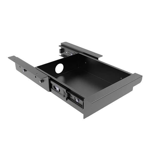 Under Desk Mounted Sliding Pull-out Drawer for Office Desk or Table - Storage Organizer for Sit Stand Workstation- W 9.8" x D 9.8" x 2.5", Metal, Black (Small) - size: 1TierSmall
