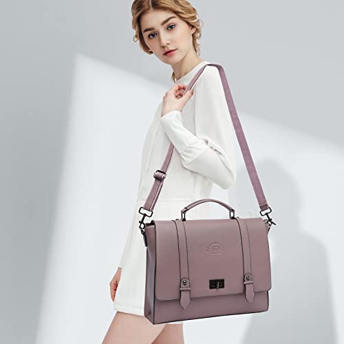Women's 15.6 Inch Laptop Briefcase, Vintage Purple Saffiano Eco-Leather, 4 Large Compartments, 2 Slip Pockets, 1 Zip-Fastening Pocket - size: 15.6-inch