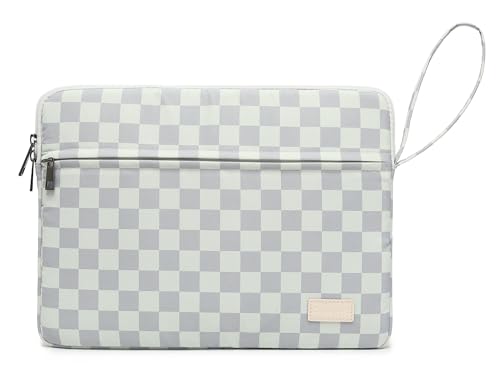 Laptop Sleeve with Pocket (Light Green Grid, 12.5 inch-13.5 inch) - color: Light Green Grid With Strap, size: 12.5 inch-13.5 inch