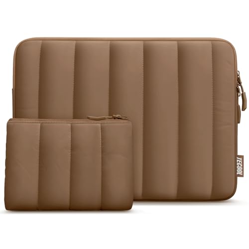 TECOOL Puffy Laptop Case 13.3 inch,13-13.3 inch Laptop Sleeve for MacBook Air 13 inch M5(2026) M4 M3 M2 M1,Macbook Neo 13 A18, Mac Pro 13/Mac Pro 14 M5 Waterproof Notebook Sleeve with Small Case,Brown - color: Brown, size: 13.3 Inch