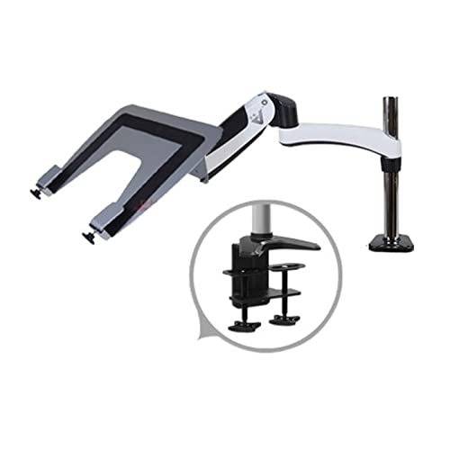 GST112T-LP20 Full Motion Aluminum Strong Gas Spring Dual Arm Laptop Desktop Mount Swivel Stand Grommet Hole Clamp Notebook Tray(Clamp Base) - color: Clamp base