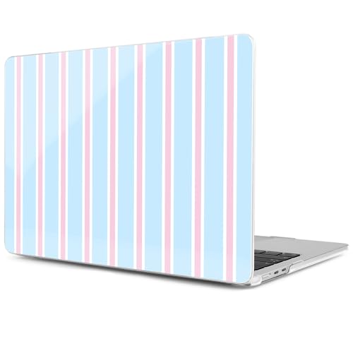 MEEgoodo Case for M5/M4/M3/M2 MacBook Air 13 inch Case 2026 2025 2024 2022, Fit Model A3449/A3240/A3113/A2681, Laptop Hard Shell Compatible with MacBook Air 13.6-inch, Pink and Blue Stripes - color: Pink And Blue Stripes