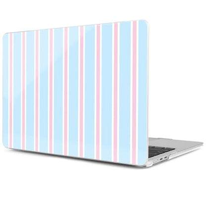 MEEgoodo Case for M5/M4/M3/M2 MacBook Air 13 inch Case 2026 2025 2024 2022, Fit Model A3449/A3240/A3113/A2681, Laptop Hard Shell Compatible with MacBook Air 13.6-inch, Pink and Blue Stripes - color: Pink And Blue Stripes